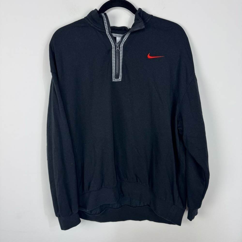 Nike Black Hounds tooth Quarter Zip Pullover Loungewear Athleisure